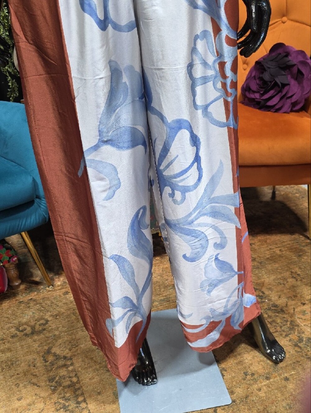 Live 4 Truth Rust Blue Floral Wide-Leg Pants - Picture 4 of 11